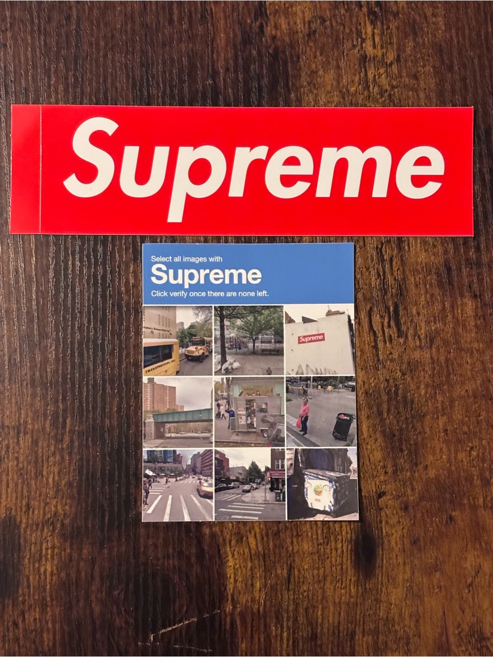 Suprem Sticker Pack with Verification Image + Red Box Logo Sticker NY